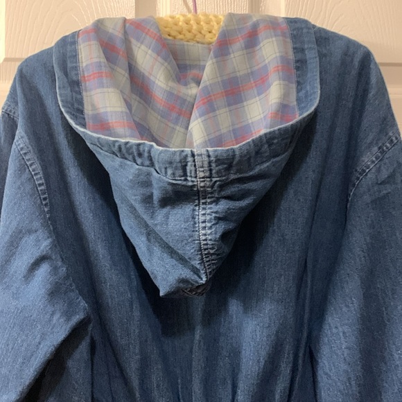 VINTAGE CAROLINA BLUES PLUS DENIM POPOVER JACKET-HOODIE SZ18 -POCKETS/ZIP FRONT - Picture 6 of 7